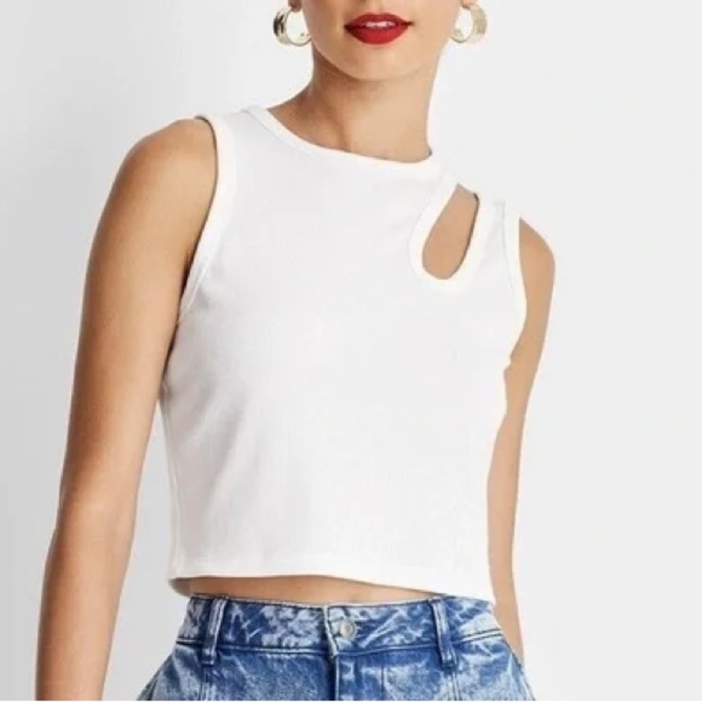 Future Collective White Cutout Tank Top